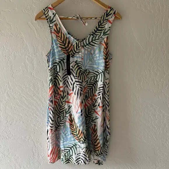 Tahari | Dresses | Tahari Womens Palm Leaf Print 0 Linen Sleeveless Tank  Dress New Xs Pockets | Poshmark